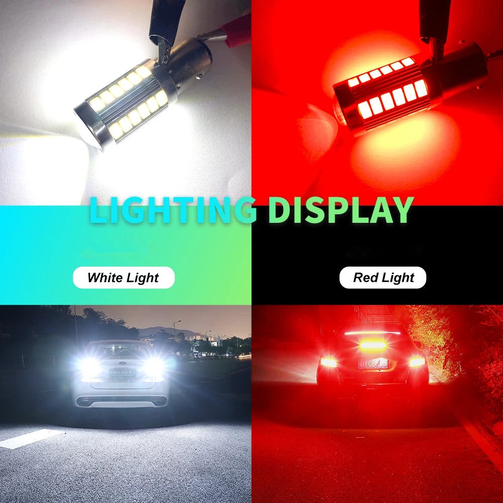 2pcs LED Car Tail Bulb 1156 BA15S P21W 1157 P21/5W BAY15D Auto Brake Lights Reverse Lamp Daytime Running Signal Light